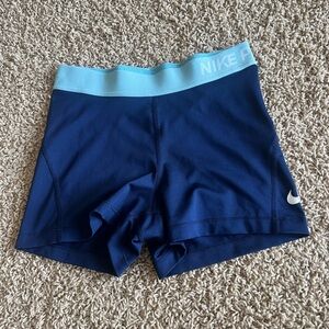 blue nike pro shorts. size small